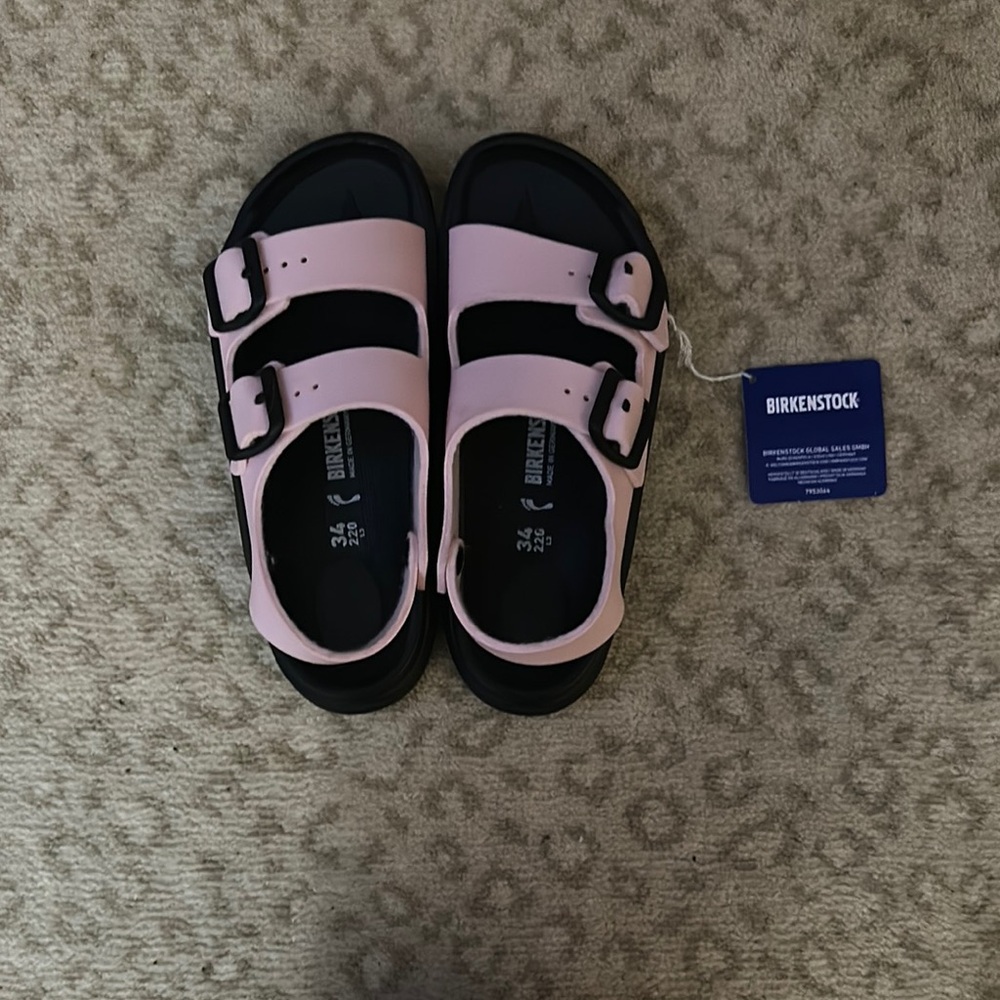 Birkenstock Pink and Black Sporty Sandals